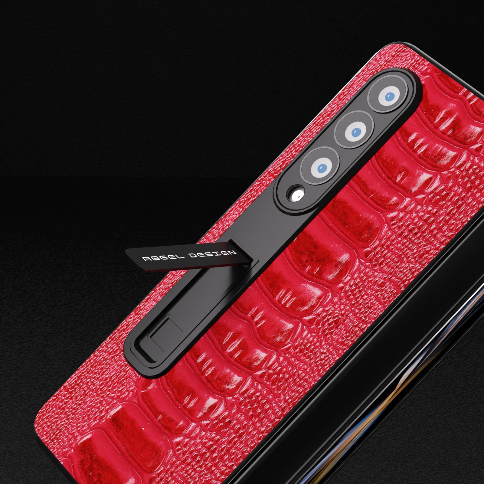 ABEEL For Samsung Galaxy Z Fold4 5G Crocodile Texture Kickstand Cover Genuine Cow Leather PC Phone Case with Clear Front Screen Film ABEEL For Samsung Galaxy Z Fold4 5G Crocodile Texture Kickstand Cover Genuine Cow Leather PC Phone Case with Clear Front Screen Film